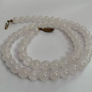 New vintage rose or quartz polished pearls beads necklace